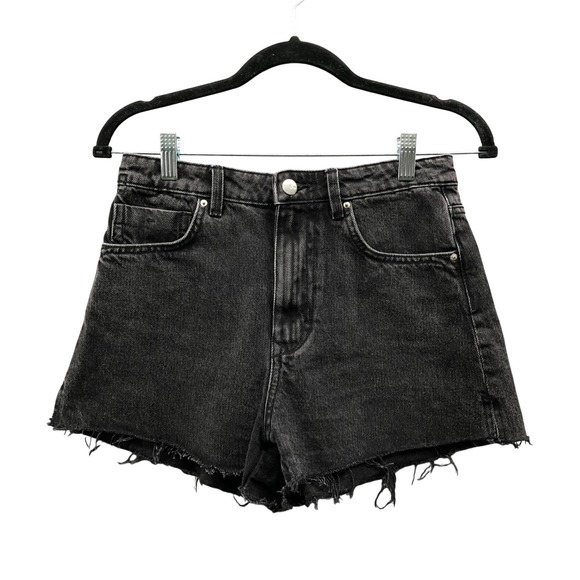 Zara Pants - Zara High Rise Denim Jean Shorts Womens 4 Black Cutoff Frayed Cotton Charcoal